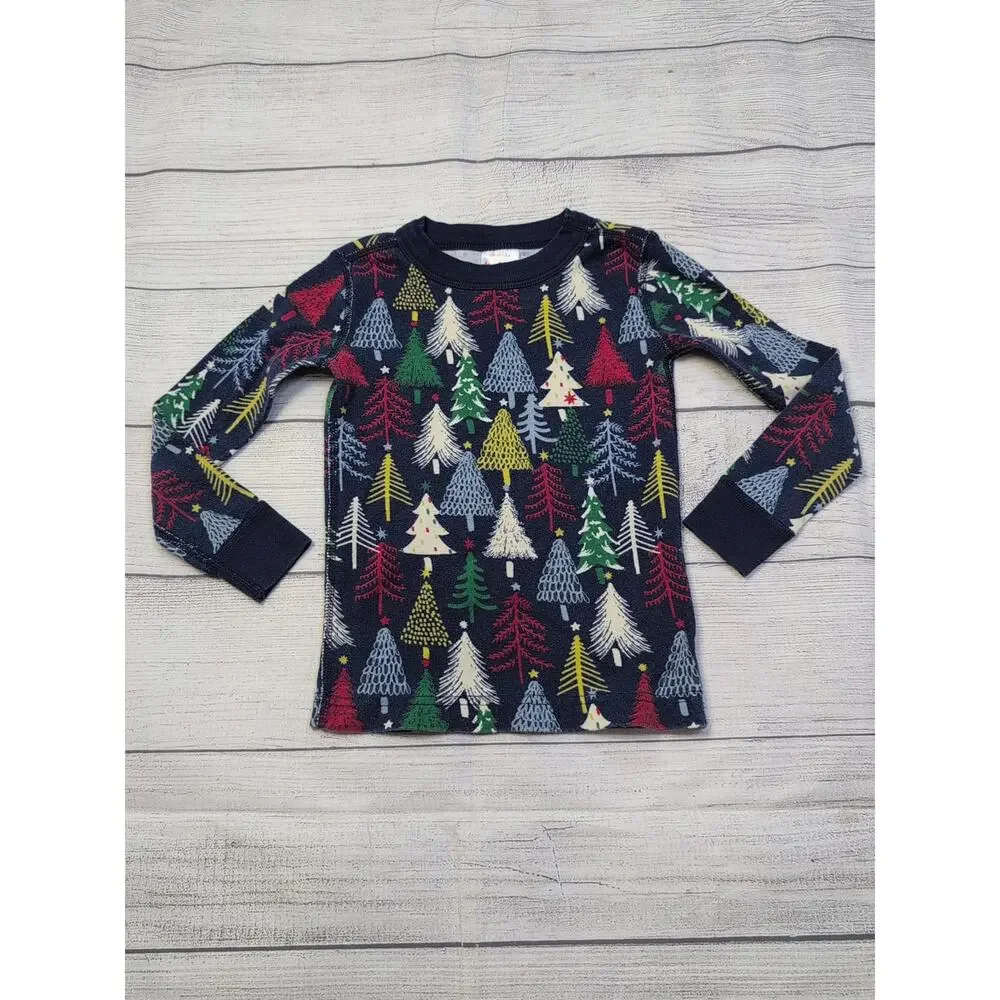 4 Hanna Andersson Twinkly Trees Long John Pajamas